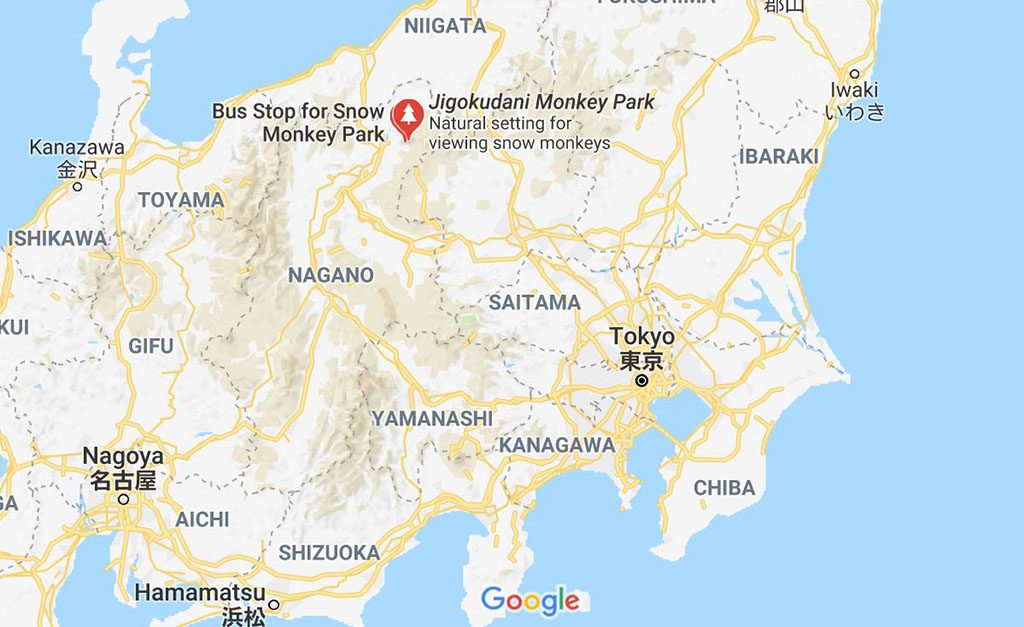Map of Jigokudani Snow Monkey park in Japan