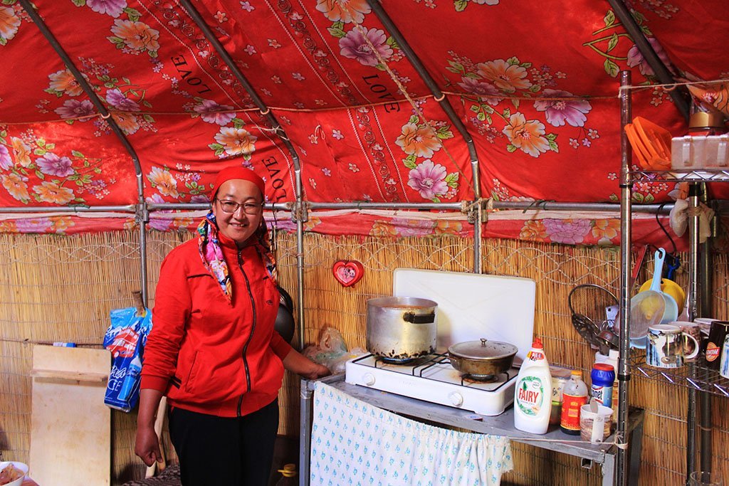 Kitchen in Kyrgyzstan yurt