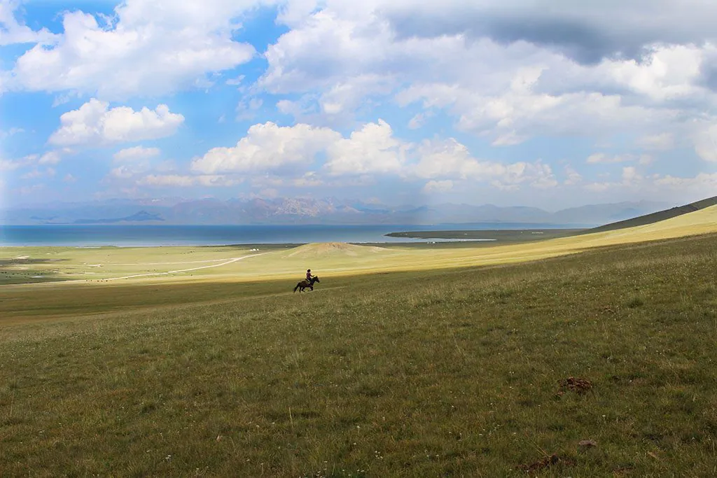 horse riding in Lake Song Kol Kyrgyzstan