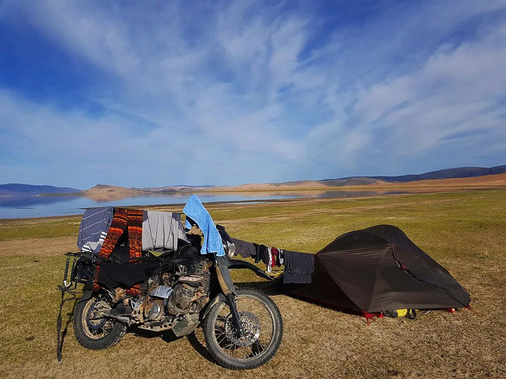 Adv bike camping in Mongolia
