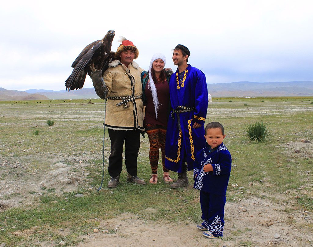 Eagle hunter family in Mongolia