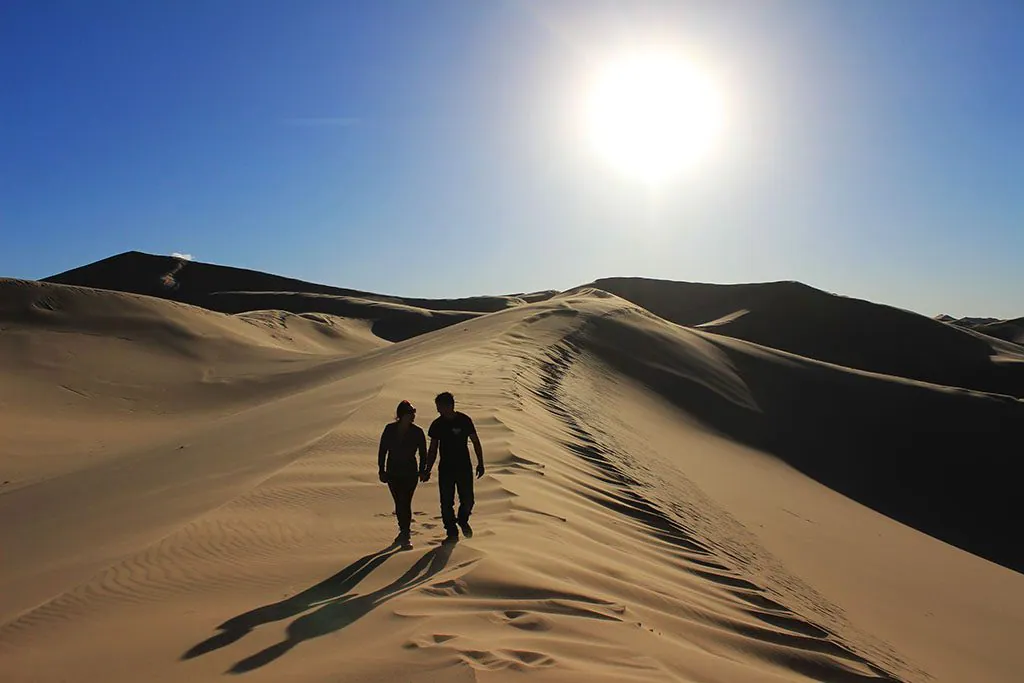 Guide to the Gobi Desert in Mongolia walking on sand dunes