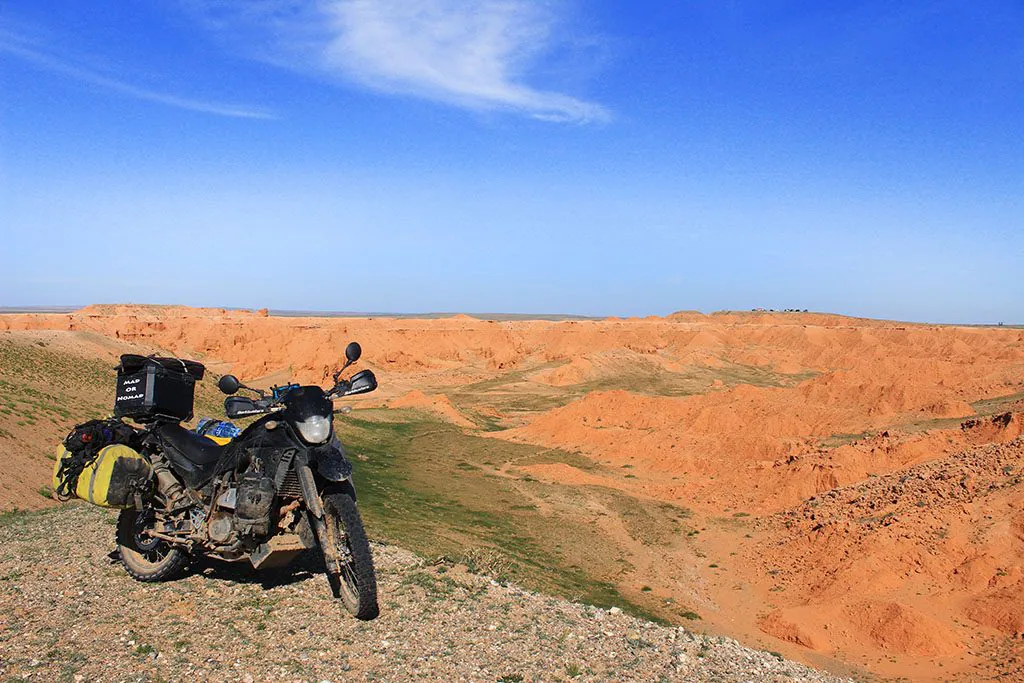 Adventure Motorcycle Travel in Mongolia Red Cliffs