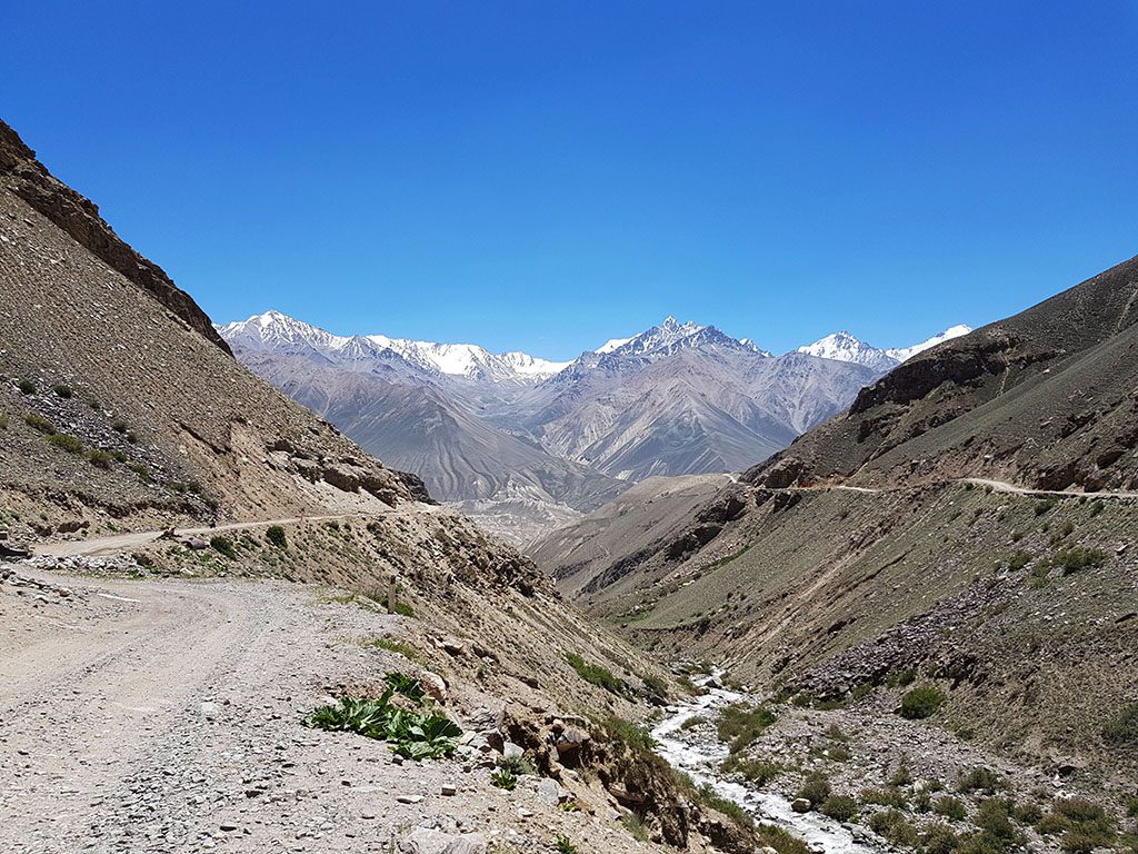 The river panj between tajikistan and afghanistan in the Wakhan Corridor