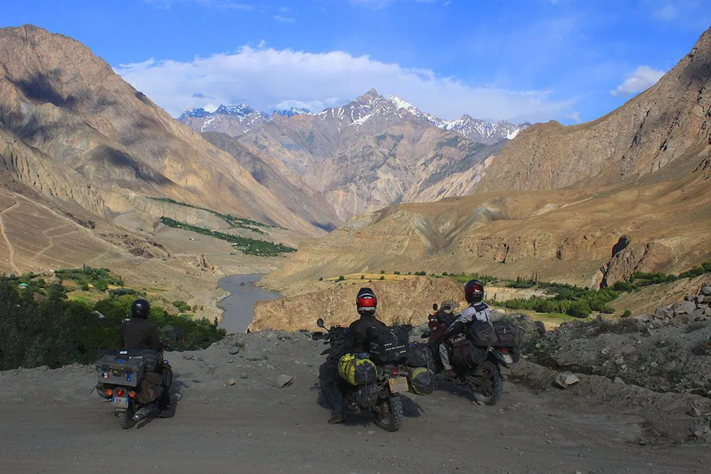 Adventure bike team in Tajikistan