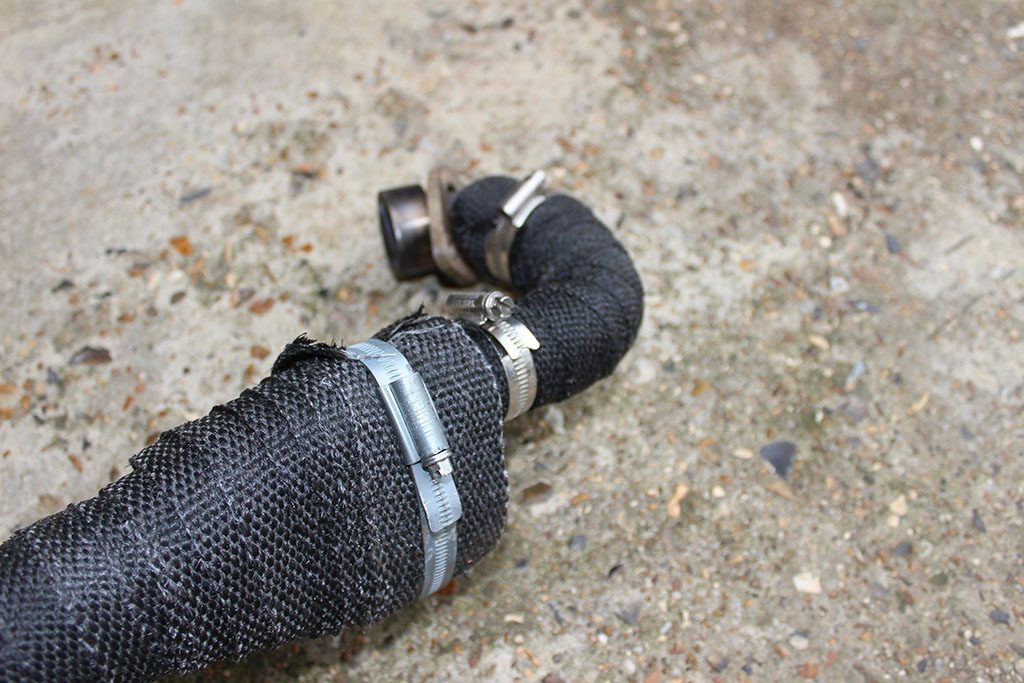 Secure the exhaust wrap