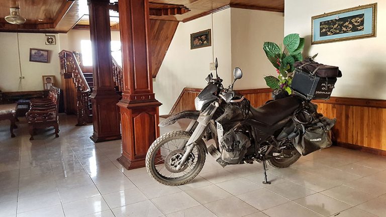 Motorcycle in hotel