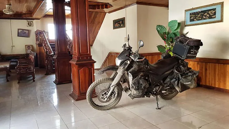 Motorcycle in hotel