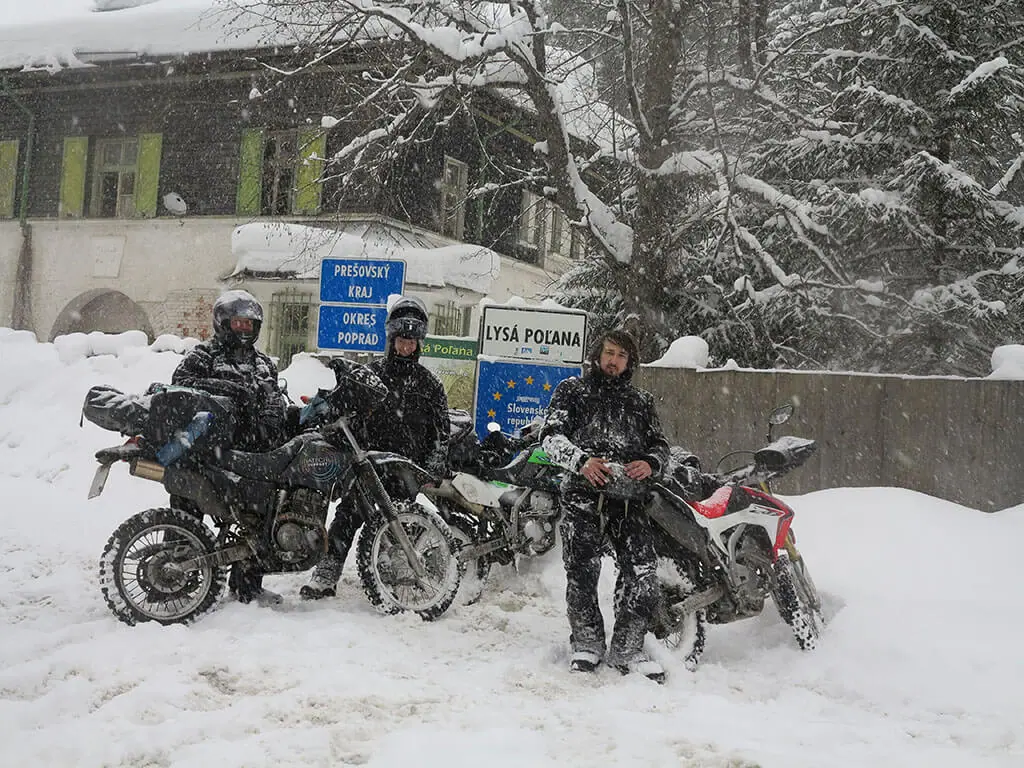 Cold weather motorcycle riding in Slovakia