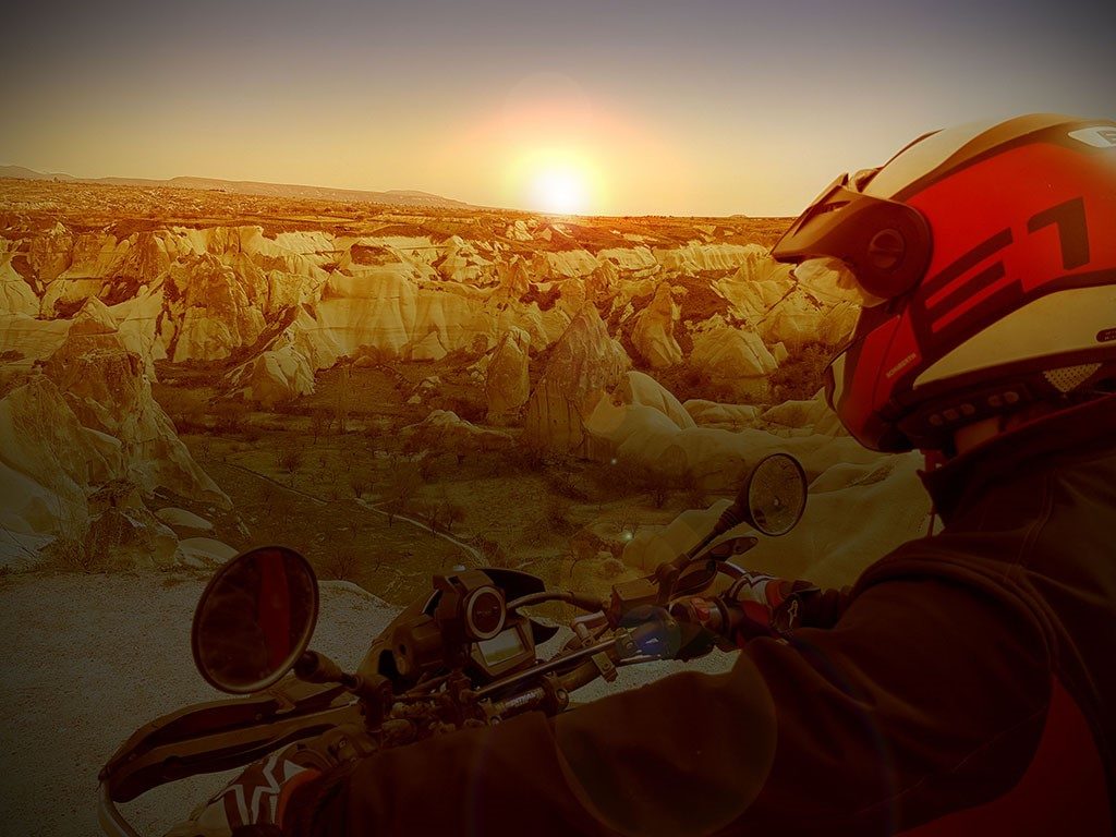 Motorcycle Helmet in Cappadocia, Turkey