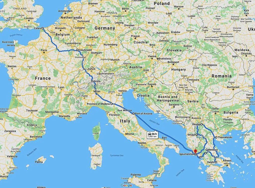 road trip uk to greece