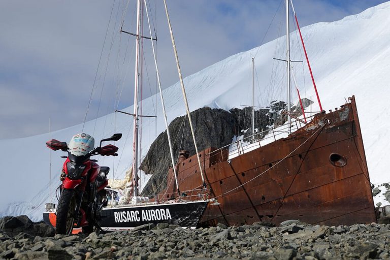 foyn harbor shipwreck and motorcycle