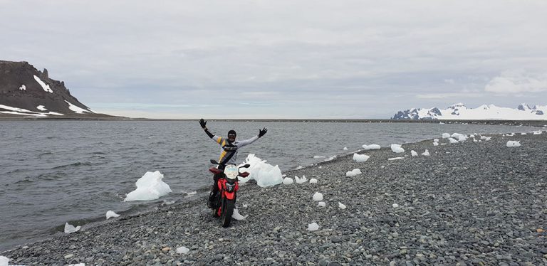 Motorcycle on Yankee Harbour Antarctica