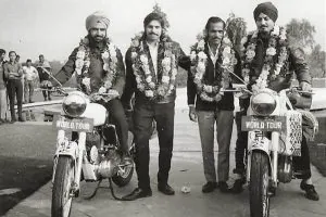 The First Indians to motorcycle round the world Subhash Sharma 1971 on Royal Enfield Bullet