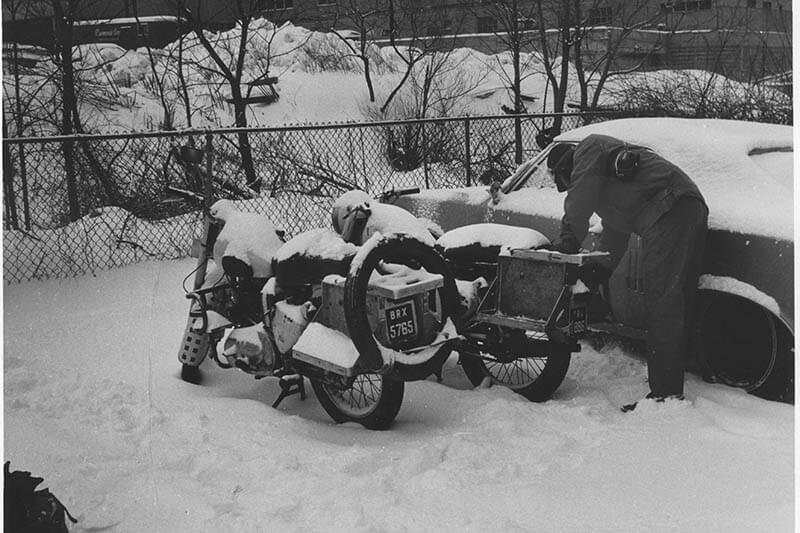 The First Indians to motorcycle round the world on Royal Enfields in Canada 1972