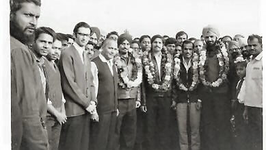 The First Indians to motorcycle round the world on Royal Enfields Departure morning with Sarosh Gandhi and others