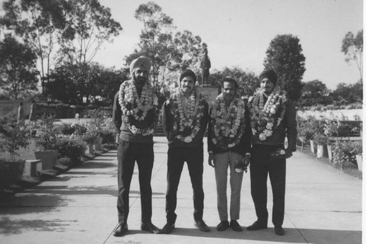 The First Indians to motorcycle round the world on Royal Enfields on January 29th 1971