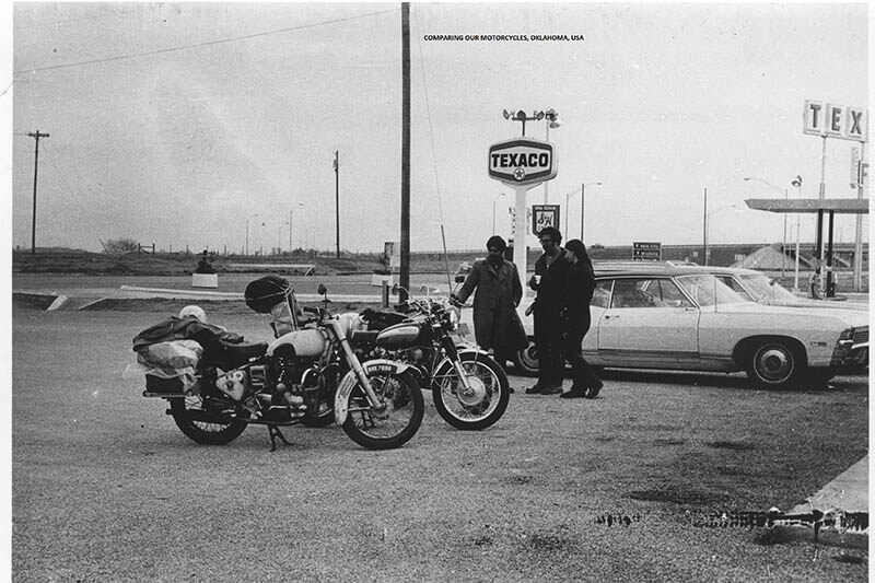 The First Indians to motorcycle round the world on Royal Enfields New Mexico 1972