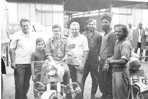 The First Indians to motorcycle round the world on Royal Enfields in Cameroon