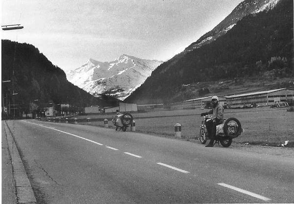 The First Indians to motorcycle round the world on Royal Enfields in Switzerland 1971